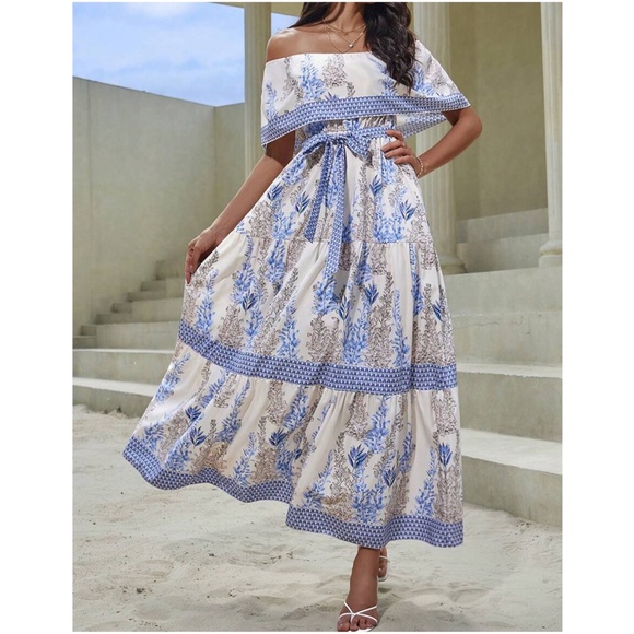 Dresses & Skirts - Floral Print Off Shoulder Maxi Dress